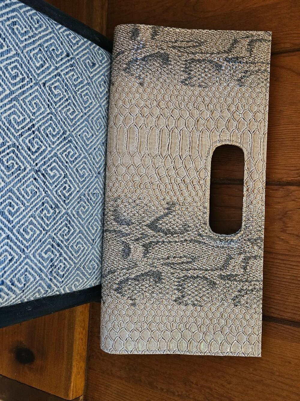 Vintage Giannini Faux Snakeskin Envelope Clutch with Snap Closures